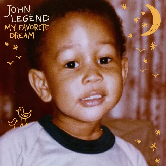 My Favorite Dream cover: a childhood photo with a hand-drawn moon and stars